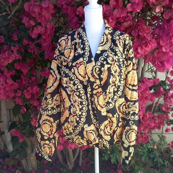 OC Order Plus Blouse Black Orange and Yellow Long Sleeve XXL NEW - Picture 5 of 5